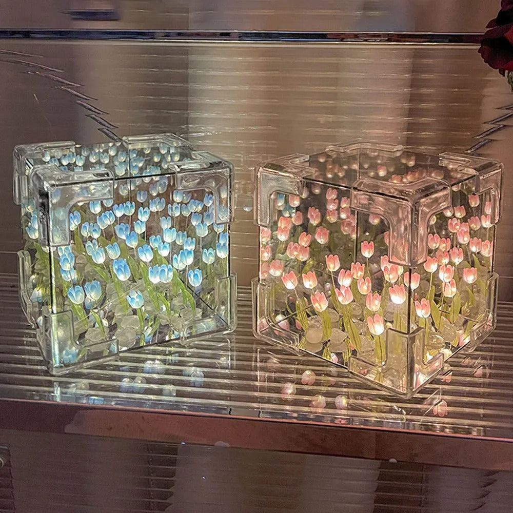 DIY Tulip Mirror Cube Lamp